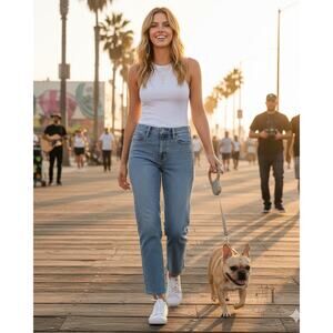 Women's Jeans High Rise Straight Leg Jean‎ - Light Blue Size (6)